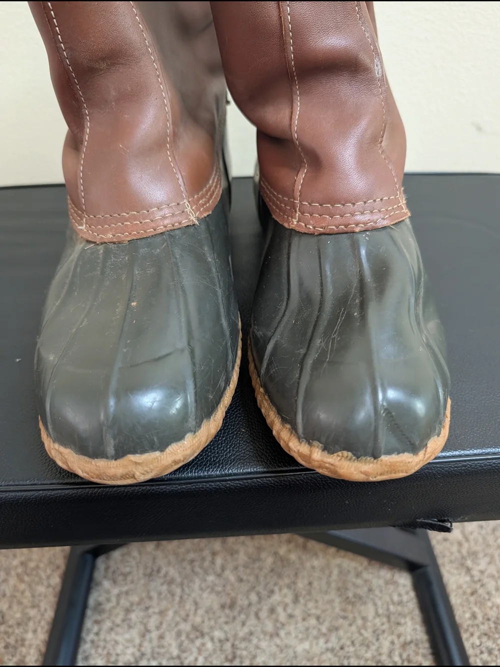 Eddie‎ Bauer Duck Boots Mens Size 12 Brown Leather Rubber Toe Pull On Waterproof